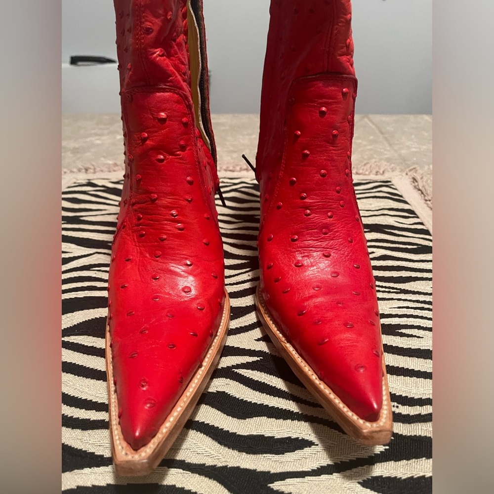 Rudel Ladies Leather Western Boots/ Red; USA Size 8